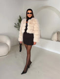Faux Fur Crop Coat Stone - Marttini By Lana