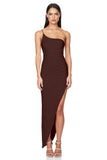 Aria One Shoulder Maxi Dress Chocolate - Nookie