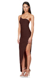 Aria One Shoulder Maxi Dress Chocolate - Nookie