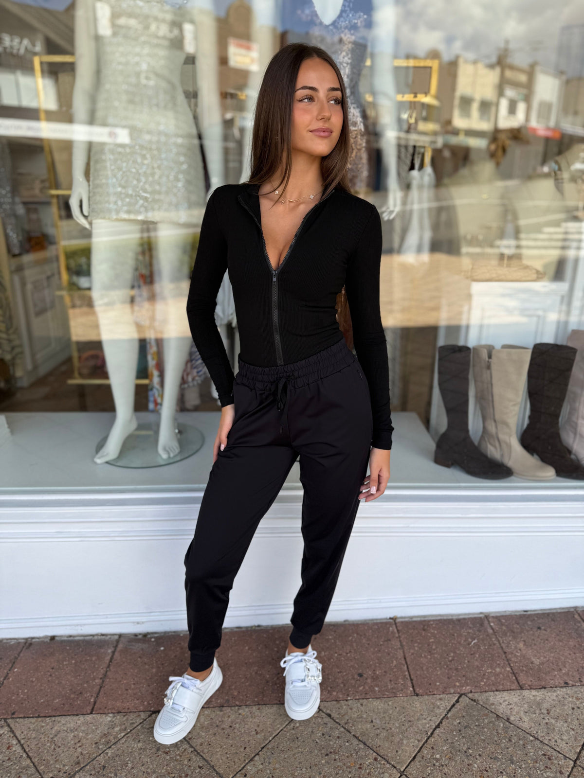 Ezra Zip Bodysuit Black - Marttini By Lana
